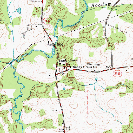 Topographic Map of Sandy Creek Mission, NC