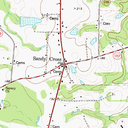 Topographic Map of Sandy Cross, NC
