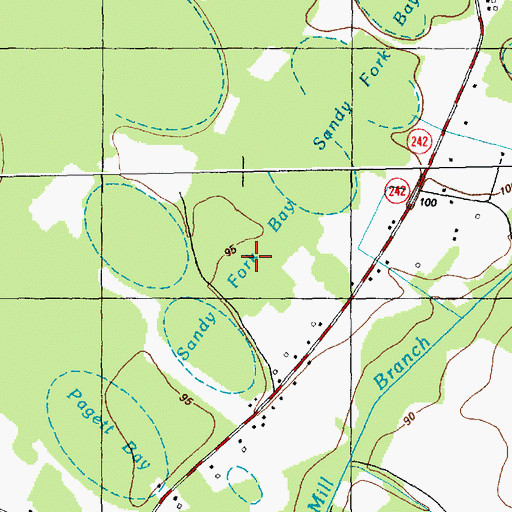 Topographic Map of Sandy Fork Bay, NC