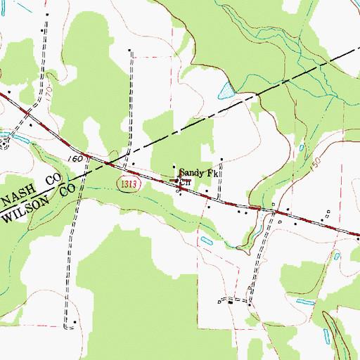 Topographic Map of Sandy Fork Church, NC