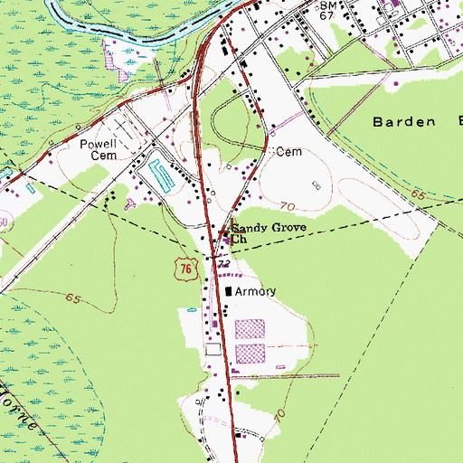 Topographic Map of Sandy Grove Church, NC