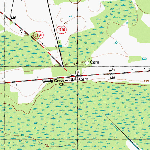 Topographic Map of Sandy Grove Church, NC