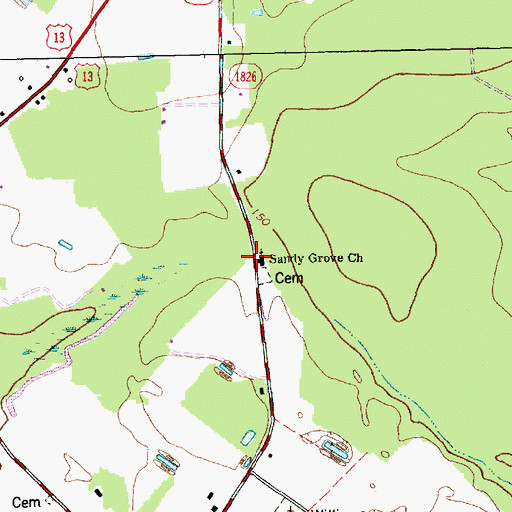 Topographic Map of Sandy Grove Church, NC