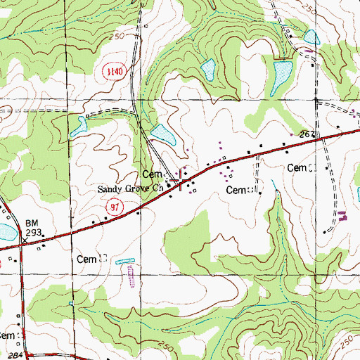 Topographic Map of Sandy Grove Church, NC