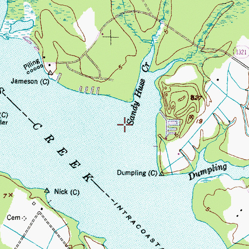 Topographic Map of Sandy Huss Creek, NC
