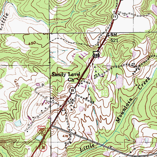 Topographic Map of Sandy Level Church, NC