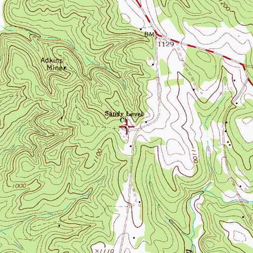 Topographic Map of Sandy Level Church, NC