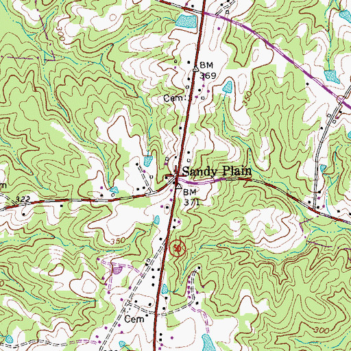 Topographic Map of Sandy Plain, NC