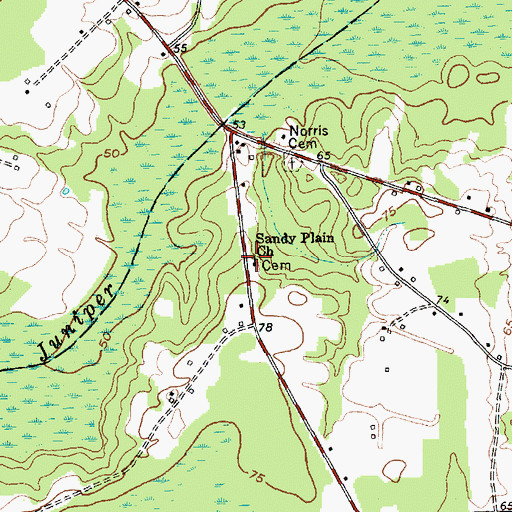 Topographic Map of Sandy Plain Church, NC