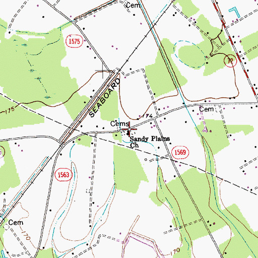 Topographic Map of Sandy Plains Church, NC