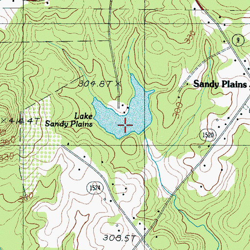 Topographic Map of Lake Sandy Plains, NC