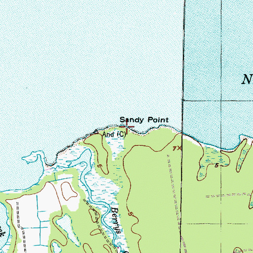 Topographic Map of Sandy Point, NC