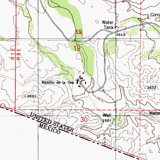 Topographic Map of Rancho de la Osa, AZ