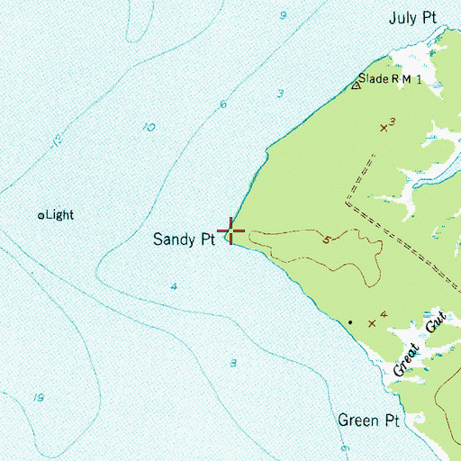 Topographic Map of Sandy Point, NC