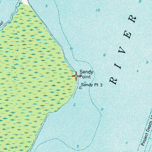 Topographic Map of Sandy Point, NC