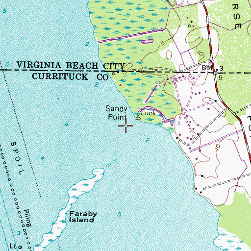 Topographic Map of Sandy Point, NC