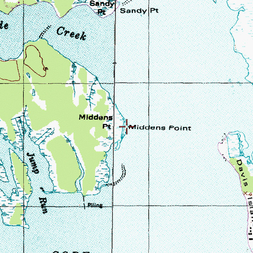Topographic Map of Sandy Point, NC