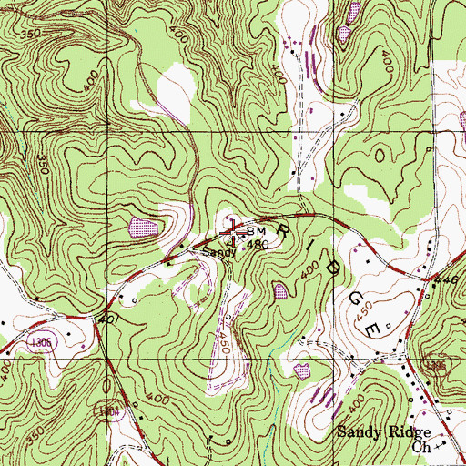 Topographic Map of Sandy Ridge, NC