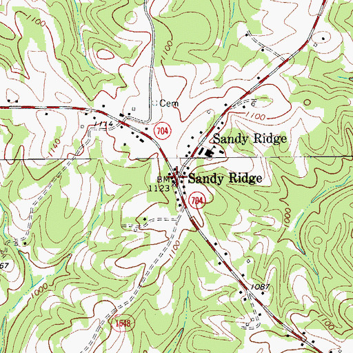 Topographic Map of Sandy Ridge, NC