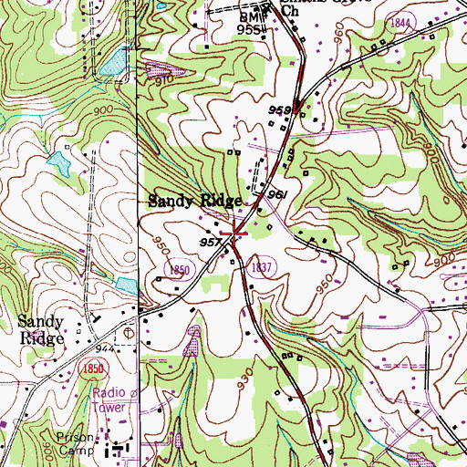 Topographic Map of Sandy Ridge, NC