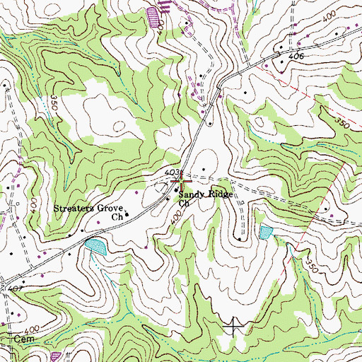 Topographic Map of Sandy Ridge Church, NC