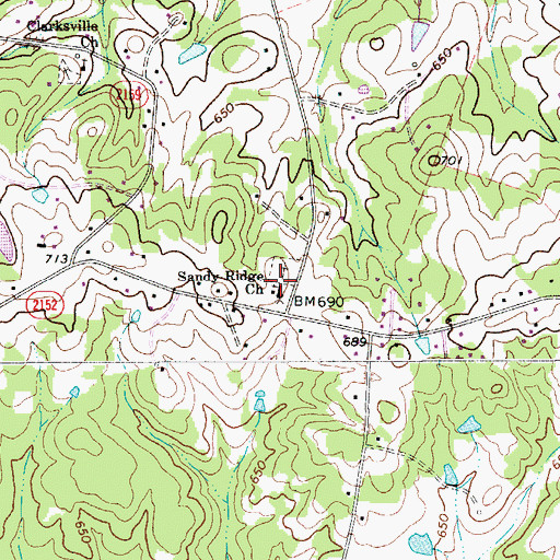 Topographic Map of Sandy Ridge Church, NC