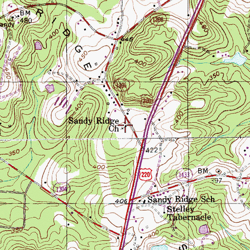 Topographic Map of Sandy Ridge Church, NC