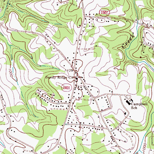 Topographic Map of Sandy Ridge Church, NC