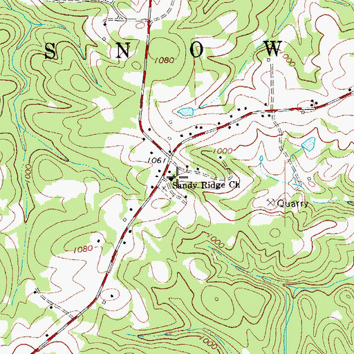 Topographic Map of Sandy Ridge Church, NC