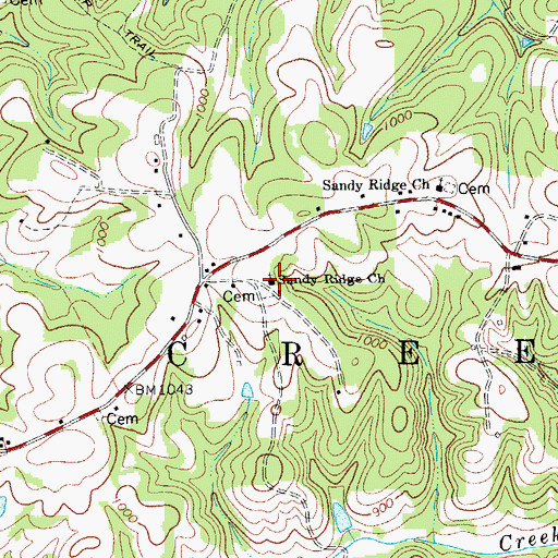 Topographic Map of Sandy Ridge Church, NC