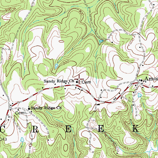 Topographic Map of Sandy Ridge Church, NC