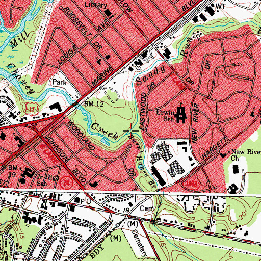 Topographic Map of Sandy Run Branch, NC