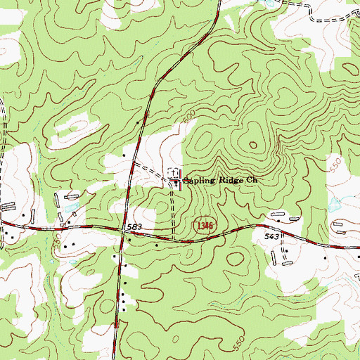 Topographic Map of Sapling Ridge Church, NC