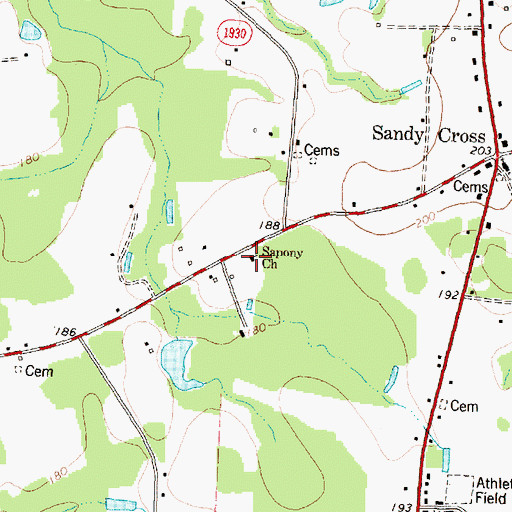 Topographic Map of Sapony Church, NC