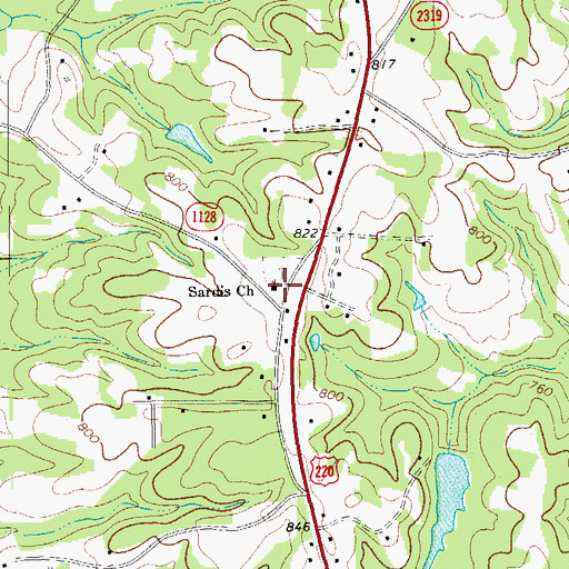 Topographic Map of Sardis Church, NC