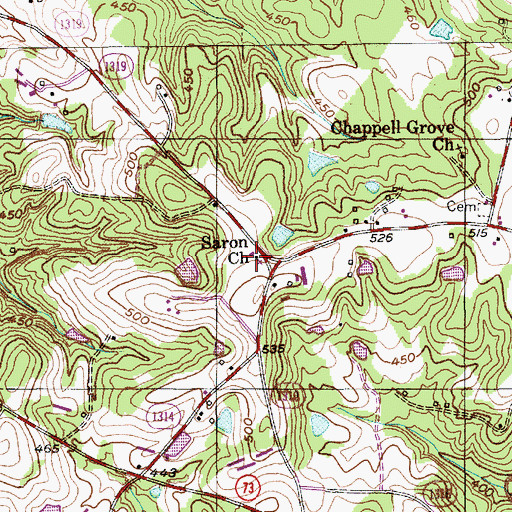 Topographic Map of Saron Church, NC
