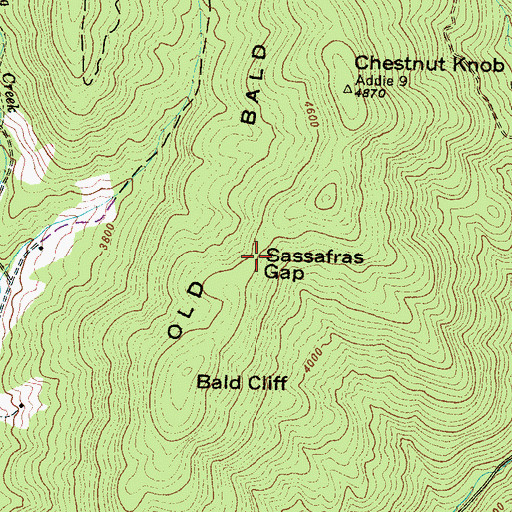 Topographic Map of Sassafras Gap, NC