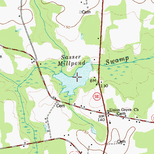 Topographic Map of Sasser Millpond, NC