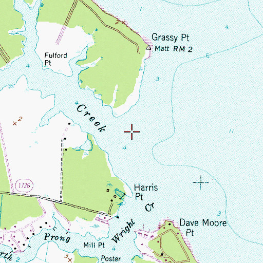 Topographic Map of Satterthwaite Creek, NC
