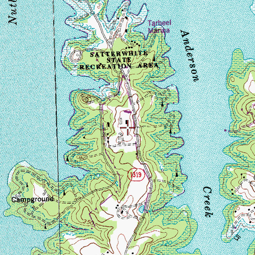 Topographic Map of Satterwhite Recreation Area, NC