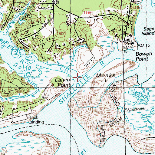 Topographic Map of Sauce Pan Creek, NC