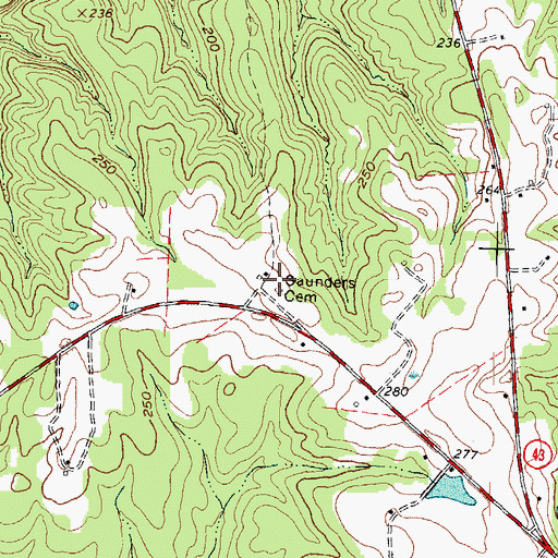 Topographic Map of Saunders Cemetery, NC