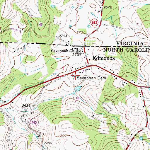 Topographic Map of Savannah Cemetery, NC