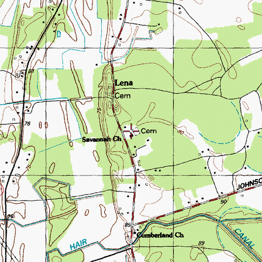 Topographic Map of Savannah Church, NC