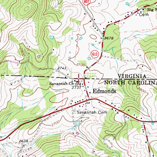 Topographic Map of Savannah United Methodist Church, NC