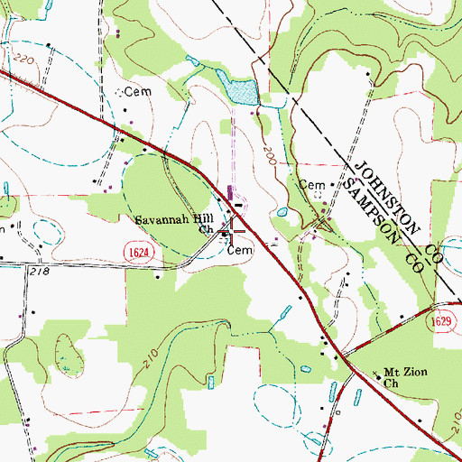 Topographic Map of Savannah Hill Church, NC