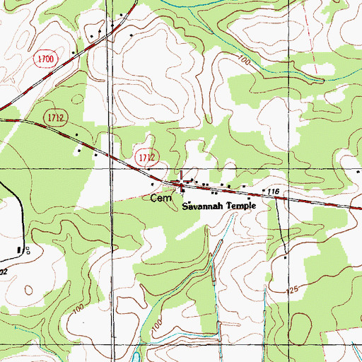 Topographic Map of Savannah Temple Church, NC
