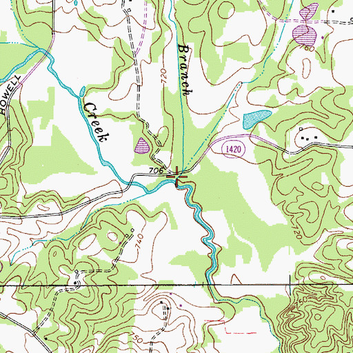 Topographic Map of Sawmill Branch, NC