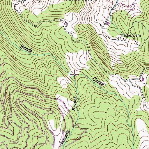 Topographic Map of Sawmill Branch, NC