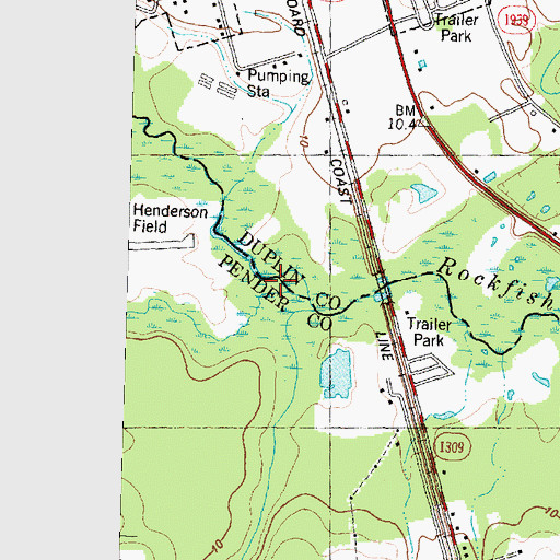 Topographic Map of Sawyer Creek, NC